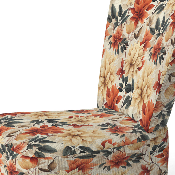 Beige And Red Autumn Flowers Garden - Vintage Arm Chair