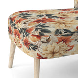 Beige And Red Autumn Flowers Garden - Vintage Arm Chair