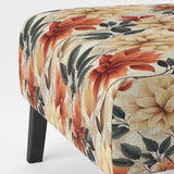 Beige And Red Autumn Flowers Garden - Vintage Arm Chair