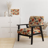 Beige And Red Autumn Flowers Garden - Vintage Arm Chair