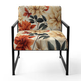 Beige And Red Autumn Flowers Garden - Vintage Arm Chair