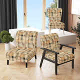 Beige Rustic Plaid Country House Plank - Upholstered Vintage Accent Chairs