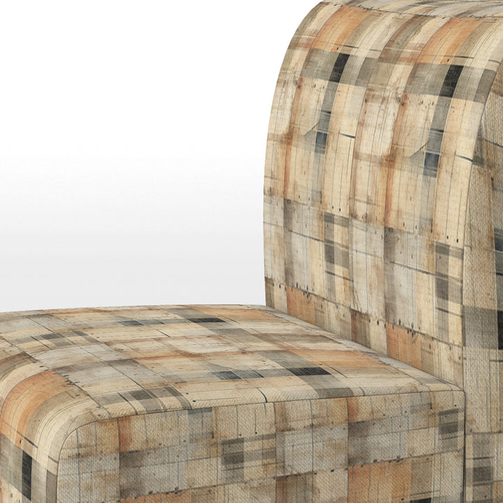 Beige Rustic Plaid Country House Plank - Upholstered Vintage Accent Chairs