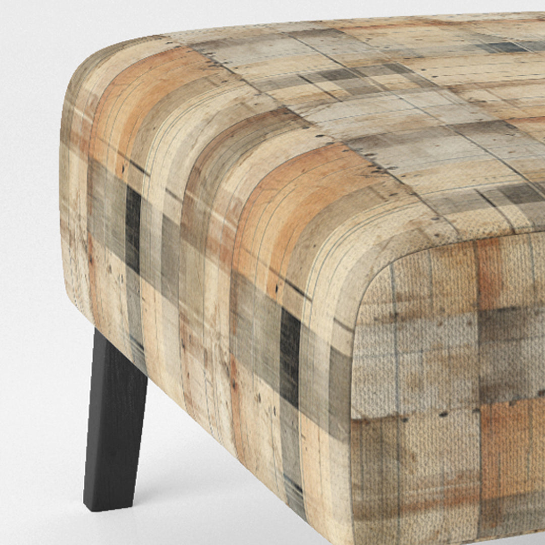 Beige Rustic Plaid Country House Plank - Upholstered Vintage Accent Chairs