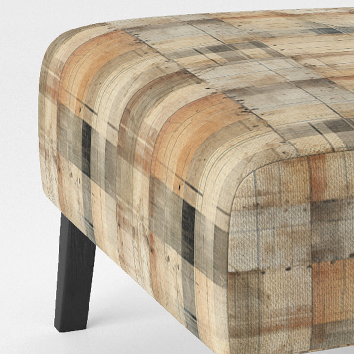 Beige Rustic Plaid Country House Plank - Upholstered Vintage Accent Chairs