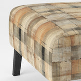 Beige Rustic Plaid Country House Plank - Upholstered Vintage Accent Chairs
