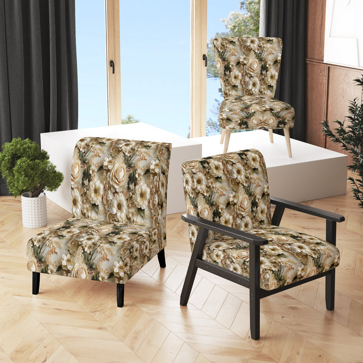 Timeless White Floral Lace Veil - Cottage Accent Slipper Chair