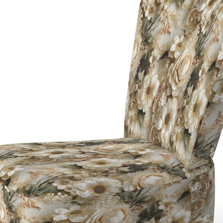 Timeless White Floral Lace Veil - Cottage Accent Slipper Chair