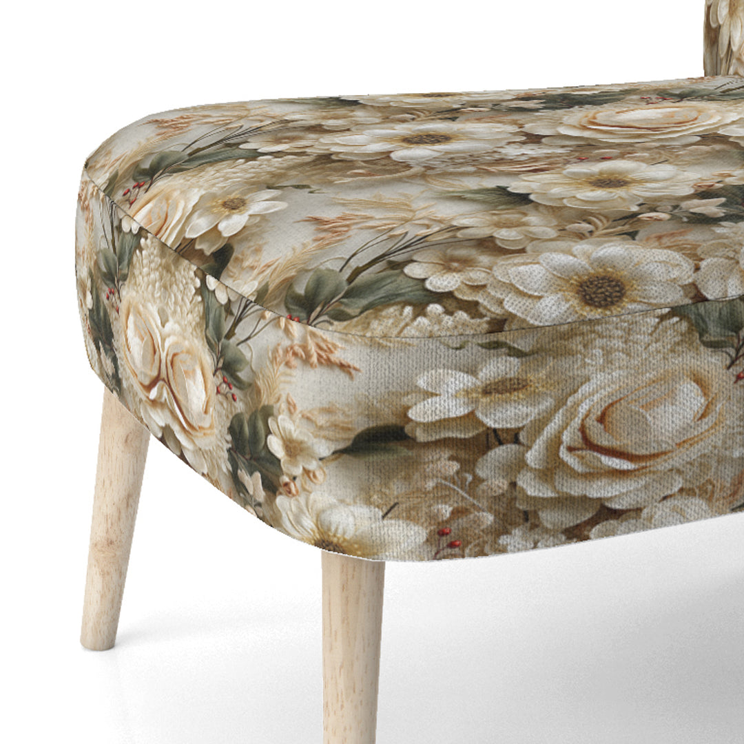 Timeless White Floral Lace Veil - Cottage Accent Slipper Chair