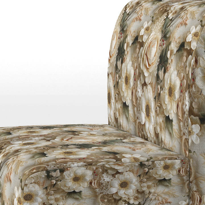 Timeless White Floral Lace Veil - Cottage Accent Slipper Chair