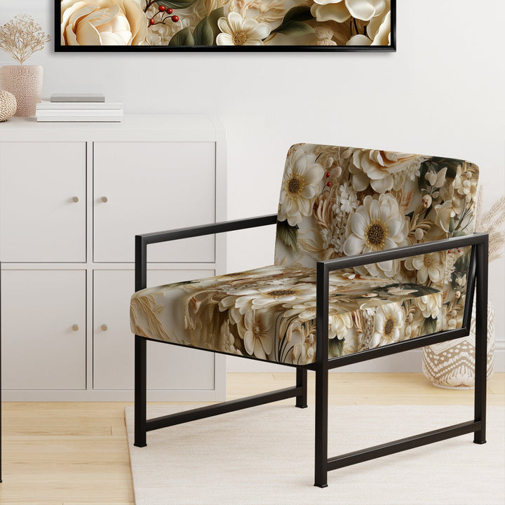 Timeless White Floral Lace Veil - Cottage Accent Slipper Chair