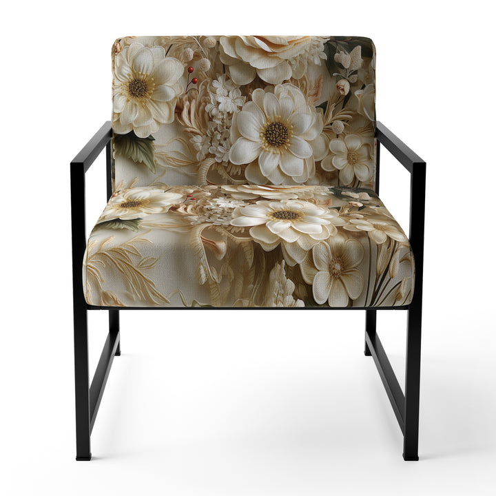Timeless White Floral Lace Veil - Cottage Accent Slipper Chair