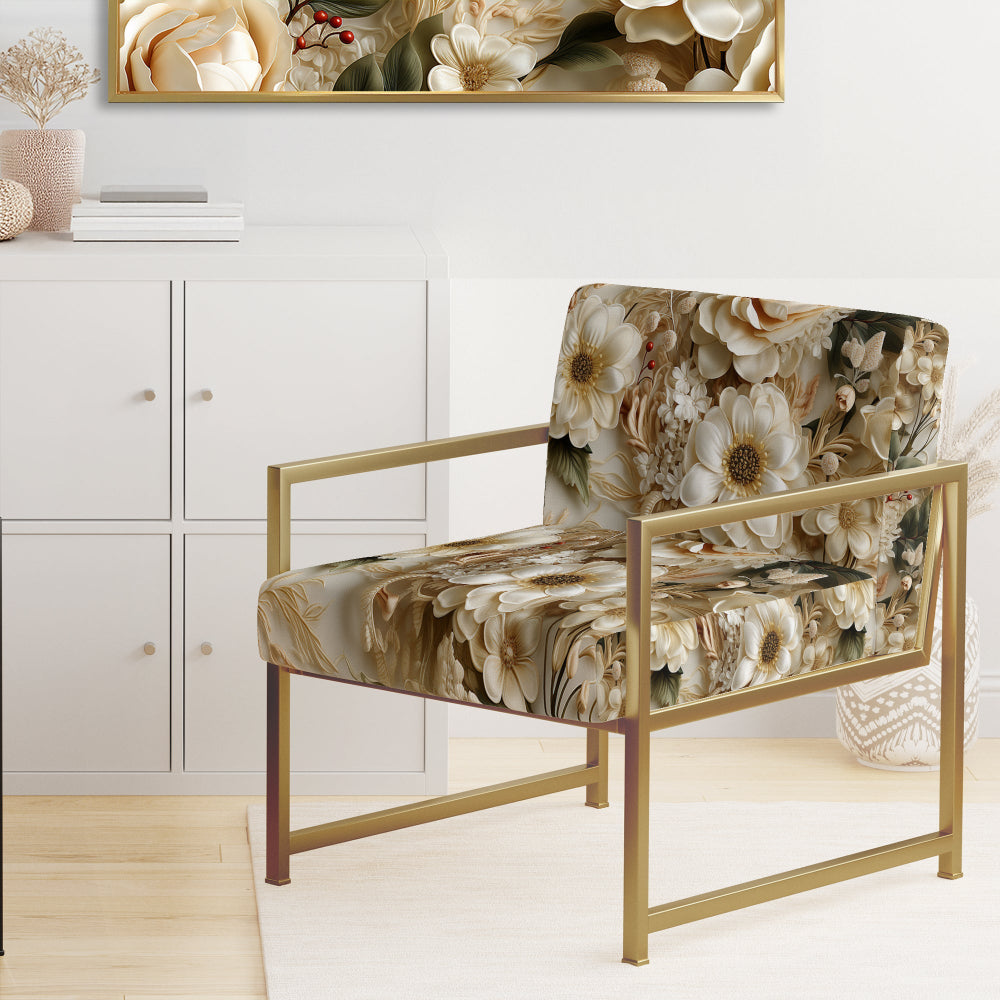 Timeless White Floral Lace Veil - Cottage Accent Slipper Chair