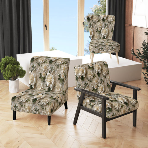 Vintage White Flower Lace Bliss - Cottage Arm Chair