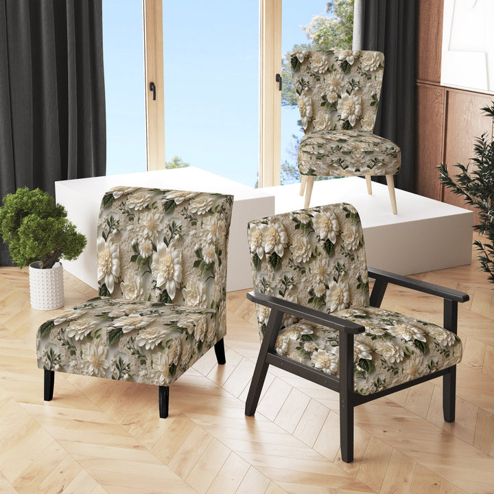 Vintage White Flower Lace Bliss - Cottage Arm Chair