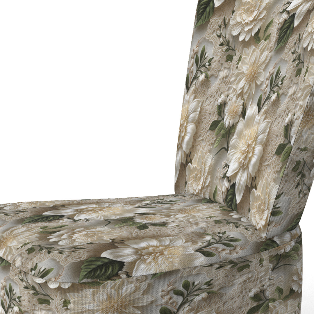 Vintage White Flower Lace Bliss - Cottage Arm Chair