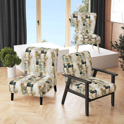 Gray Cubic Botanical Dreams - Vintage Accent Side Chair