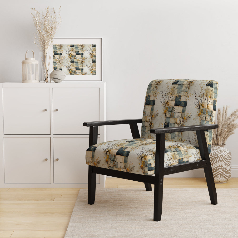 Gray Cubic Botanical Dreams - Vintage Accent Side Chair