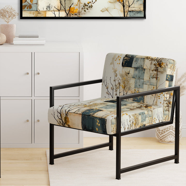 Gray Cubic Botanical Dreams - Vintage Accent Side Chair