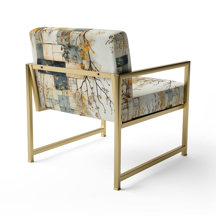 Gray Cubic Botanical Dreams - Vintage Accent Side Chair