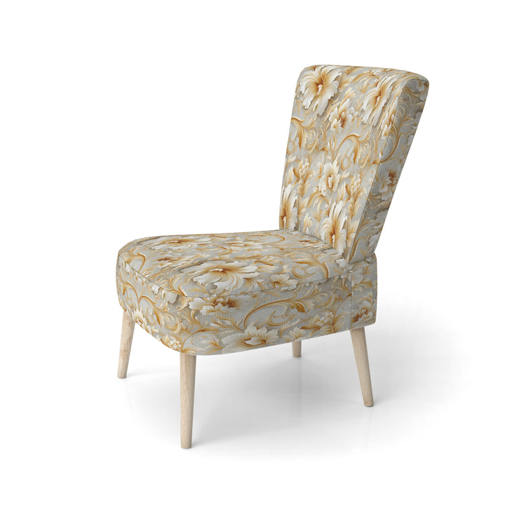 Royal Gold And White Floral Elegant Garden - Cottage Accent Slipper Chair