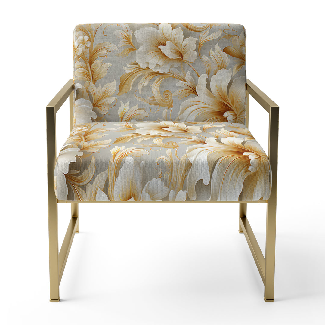 Royal Gold And White Floral Elegant Garden - Cottage Accent Slipper Chair
