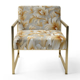 Royal Gold And White Floral Elegant Garden - Cottage Accent Slipper Chair