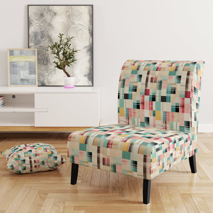 Vintage Pastel Checks Pattern - Upholstered Vintage Accent Chairs
