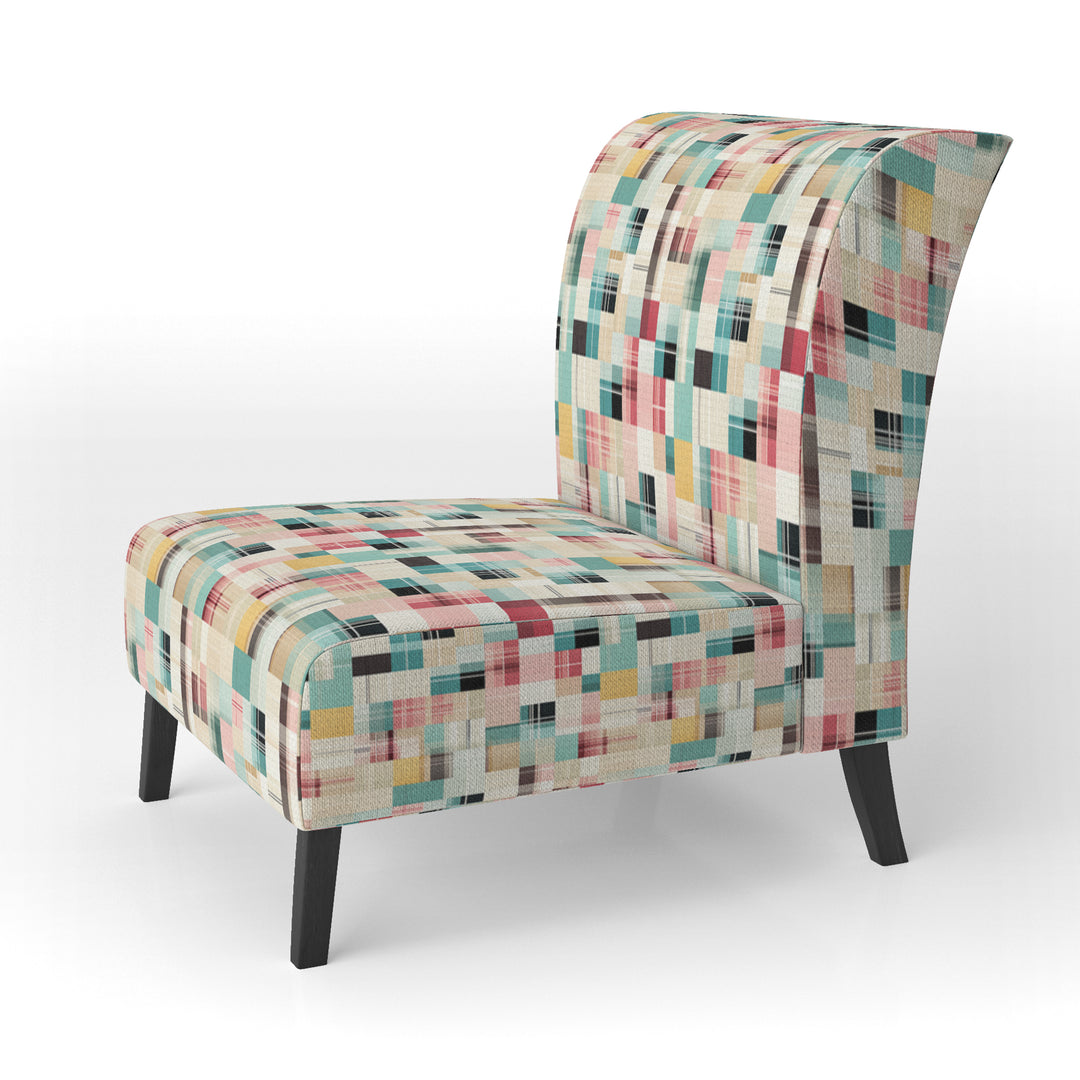 Vintage Pastel Checks Pattern - Upholstered Vintage Accent Chairs