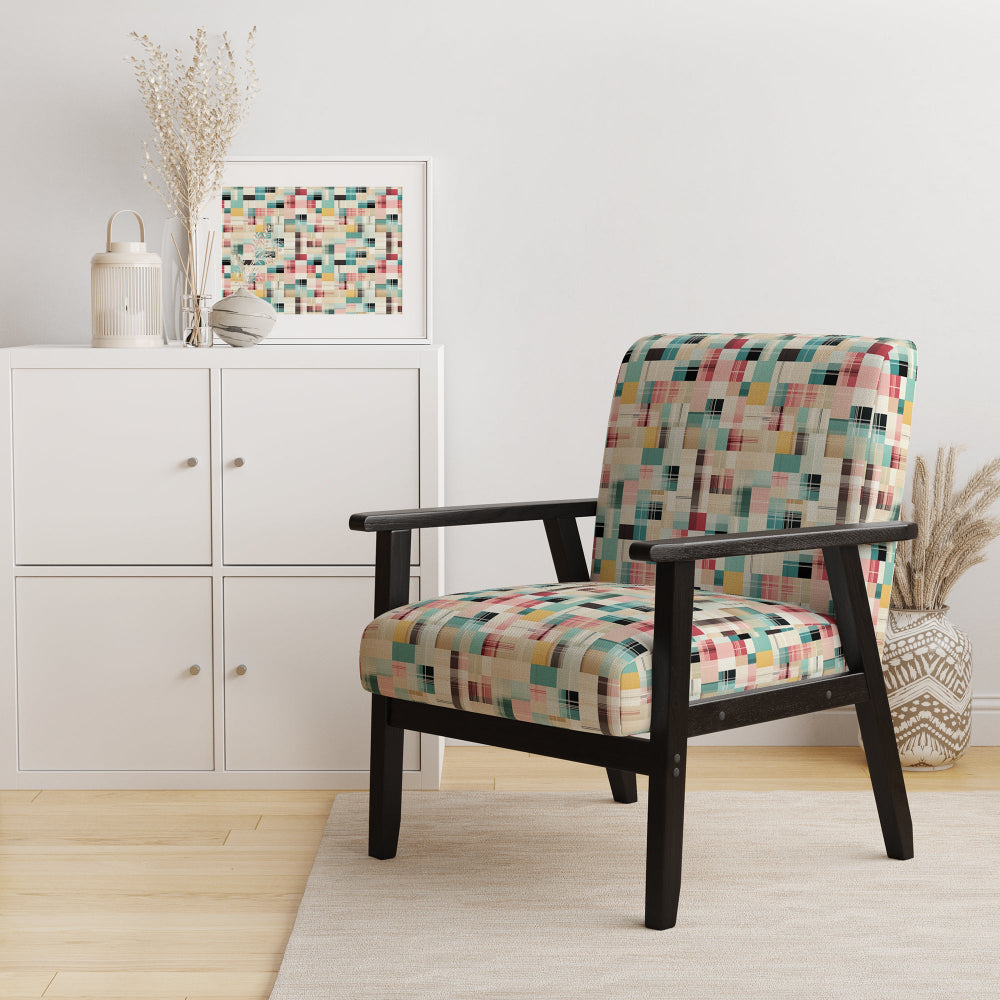 Vintage Pastel Checks Pattern - Upholstered Vintage Accent Chairs