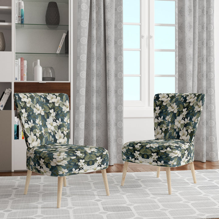 Grey And White Blossoms Orchid Lovely - Cottage Arm Chair
