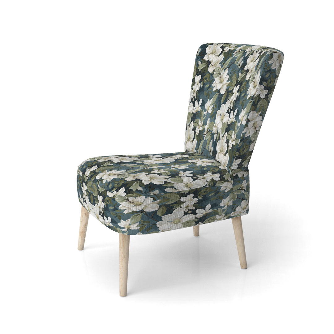 Grey And White Blossoms Orchid Lovely - Cottage Arm Chair