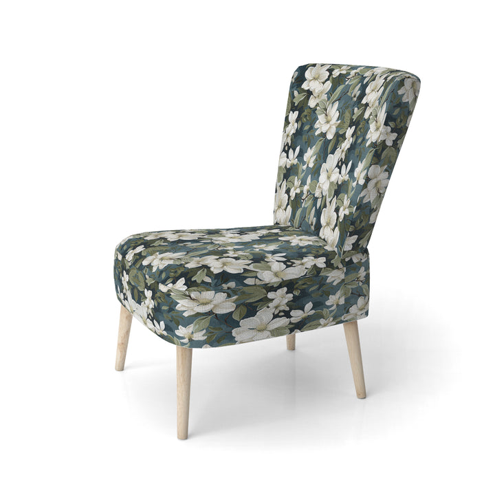 Grey And White Blossoms Orchid Lovely - Cottage Arm Chair