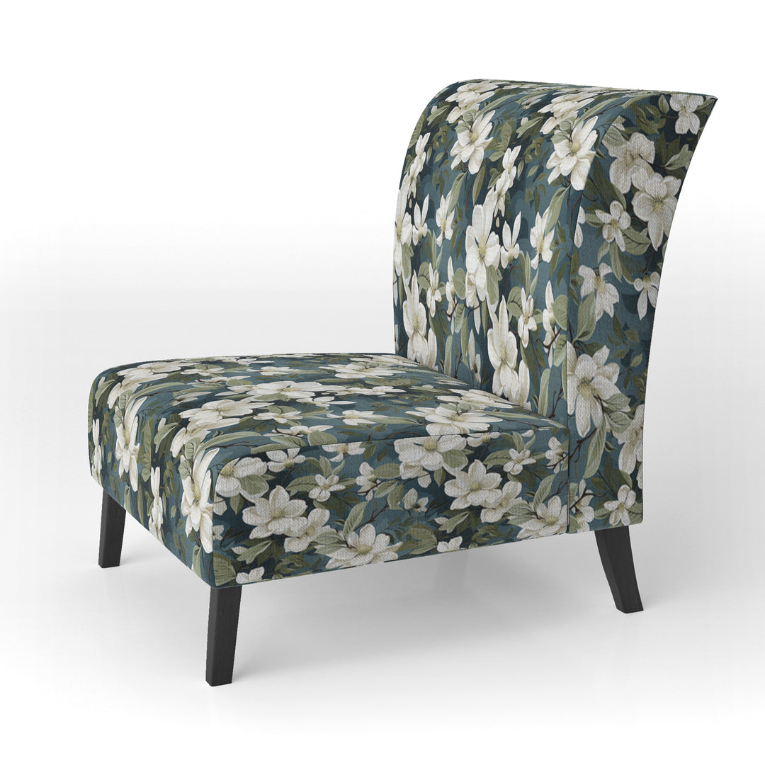 Grey And White Blossoms Orchid Lovely - Cottage Arm Chair