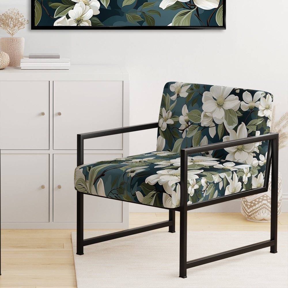Grey And White Blossoms Orchid Lovely - Cottage Arm Chair