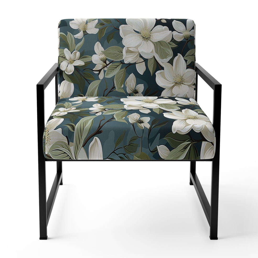 Grey And White Blossoms Orchid Lovely - Cottage Arm Chair