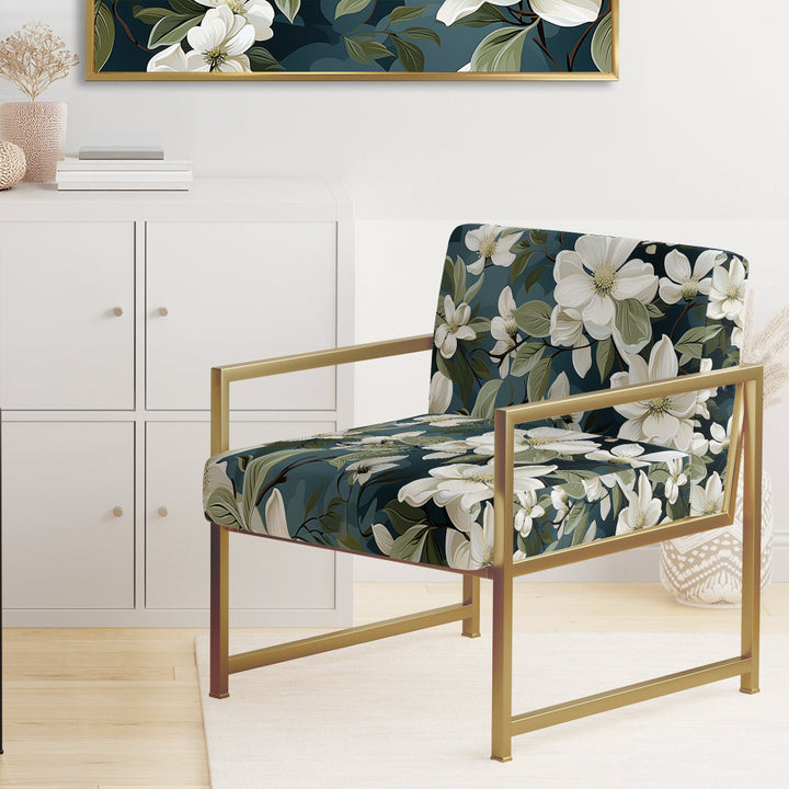 Grey And White Blossoms Orchid Lovely - Cottage Arm Chair