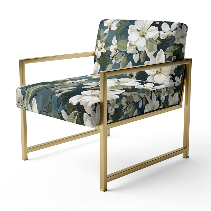 Grey And White Blossoms Orchid Lovely - Cottage Arm Chair