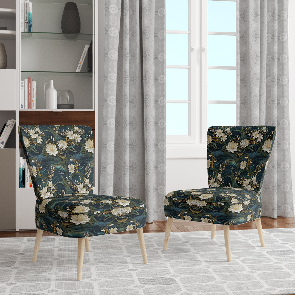 Graceful Floral Essence Of Zen - Upholstered Cottage Accent Chairs
