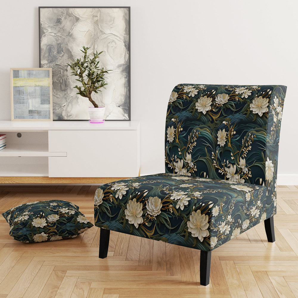 Graceful Floral Essence Of Zen - Upholstered Cottage Accent Chairs