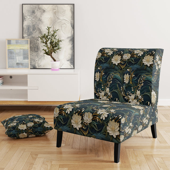 Graceful Floral Essence Of Zen - Upholstered Cottage Accent Chairs