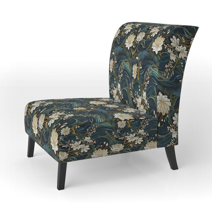 Graceful Floral Essence Of Zen - Upholstered Cottage Accent Chairs