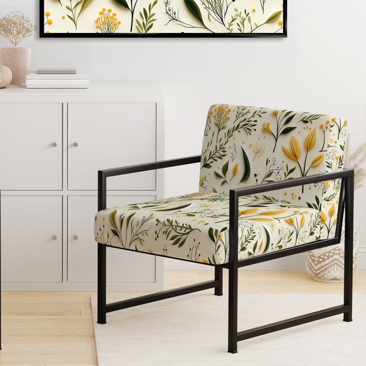 Yellow And Green Floral Simplicity - Cottage Arm Chair