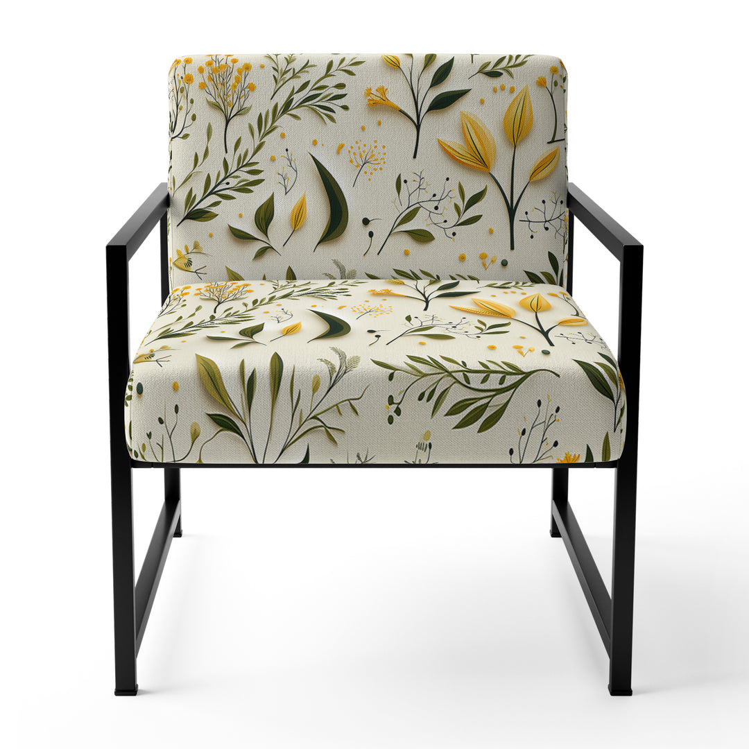 Yellow And Green Floral Simplicity - Cottage Arm Chair