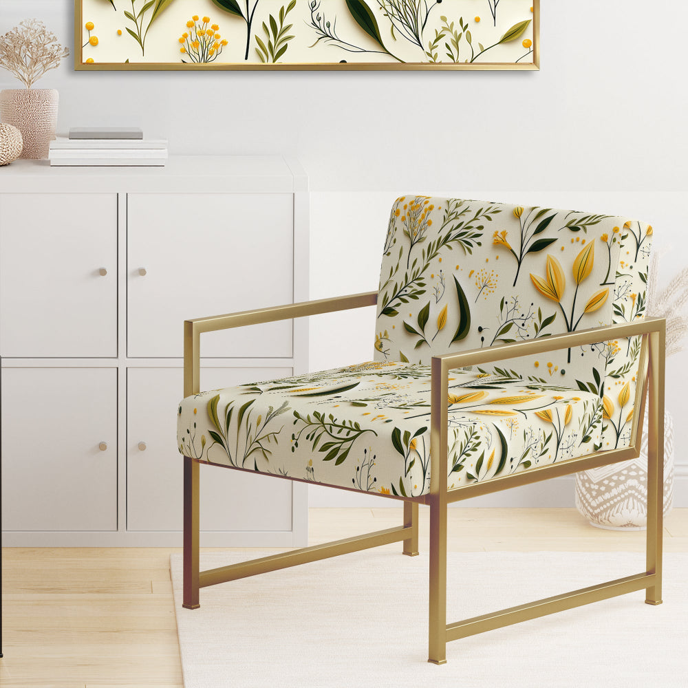 Yellow And Green Floral Simplicity - Cottage Arm Chair