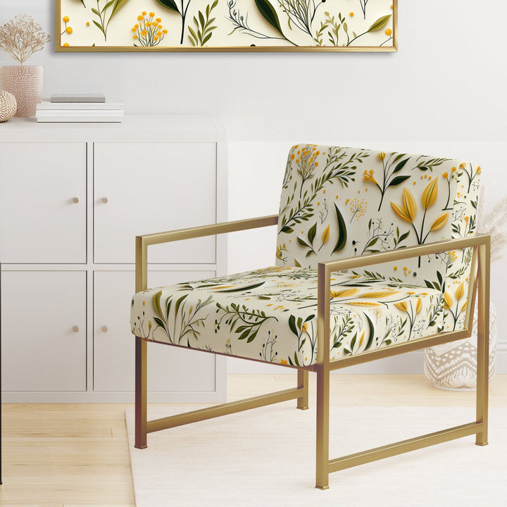 Yellow And Green Floral Simplicity - Cottage Arm Chair