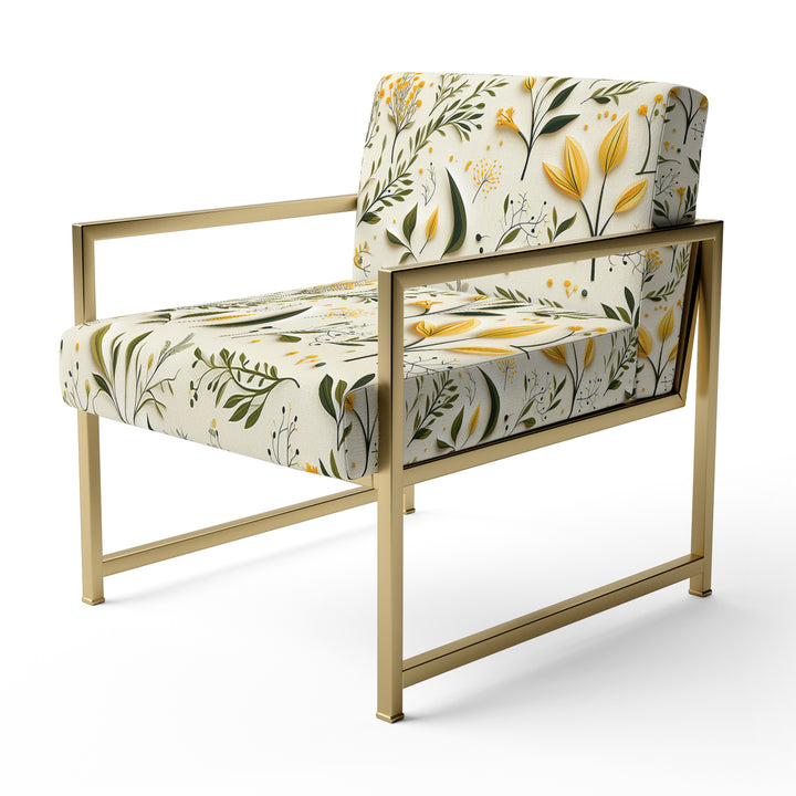 Yellow And Green Floral Simplicity - Cottage Arm Chair