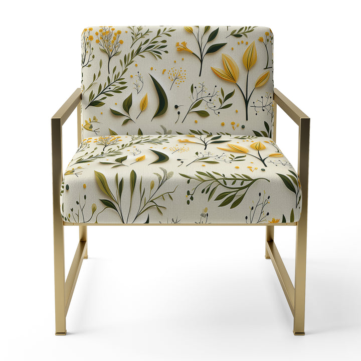 Yellow And Green Floral Simplicity - Cottage Arm Chair