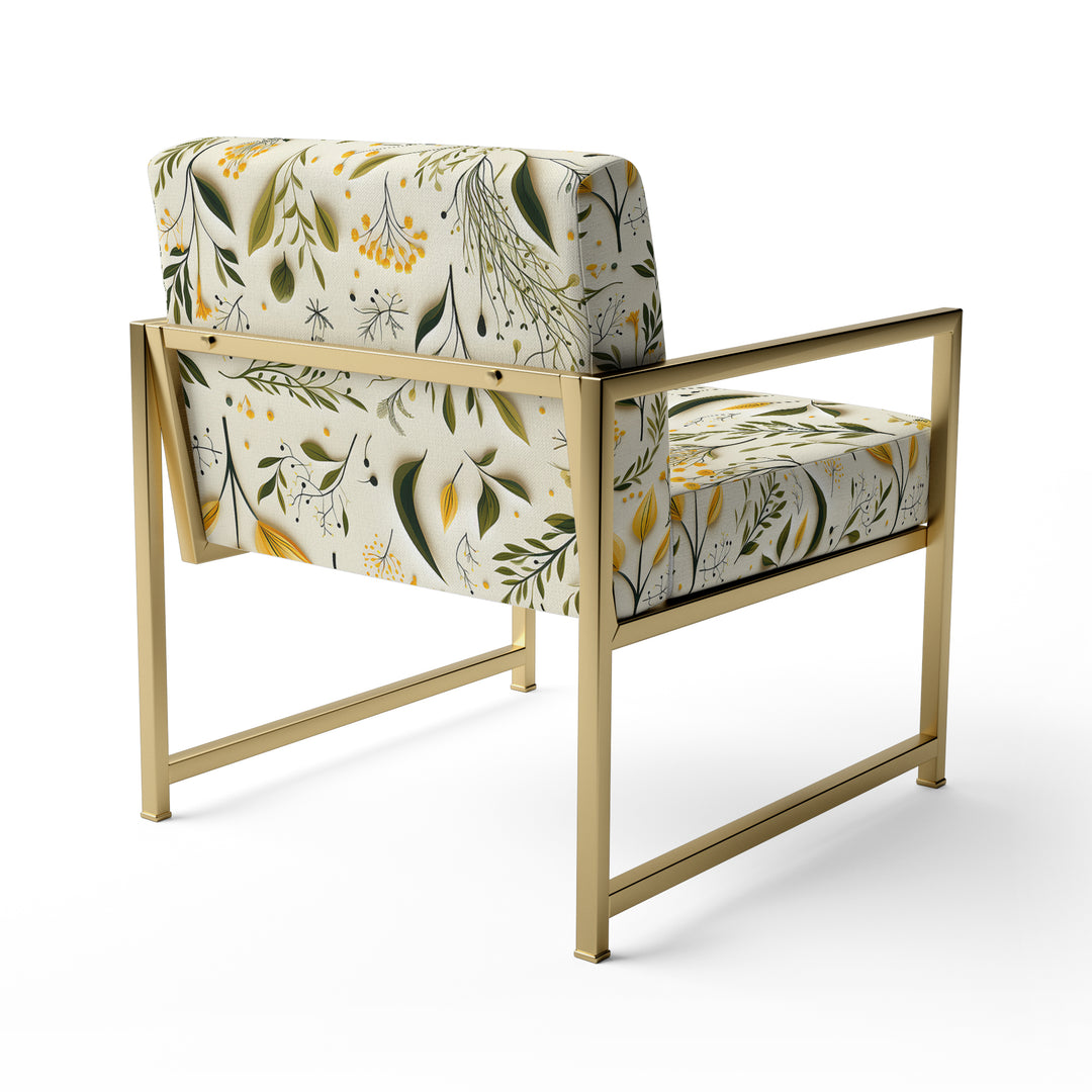Yellow And Green Floral Simplicity - Cottage Arm Chair