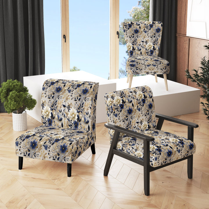 Tranquil White Floral Abundance Zen - Cottage Accent Slipper Chair